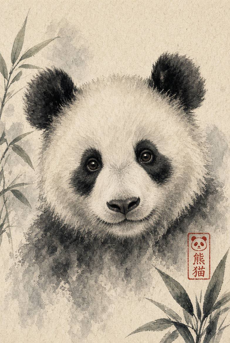 Panda ink portrait